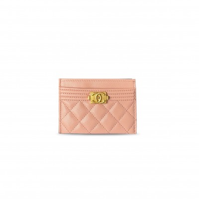CHANEL QUILTED GRAINED CALFSKIN LEATHER BOY CARD HOLDER A84431 (11*7.5*1cm) 
